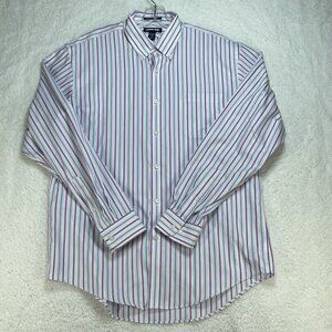 Lands End Shirt Mens Large 16.5-35 Purple Tailored Fit No Iron Supima Cotton